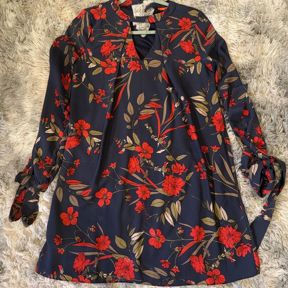 Chelsea & Violet Navy Floral Long Sleeve Dress